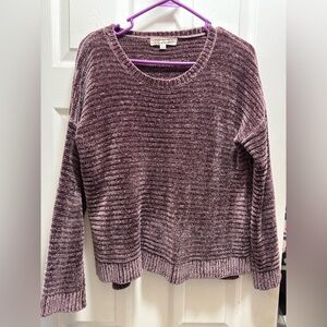 Pink Rose Mauve Ribbed Crew Neck Sweater